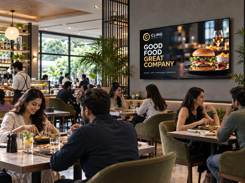 Illustrative digital screen placement in cafés & restaurants